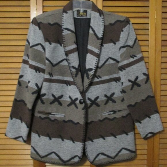David Paul New York Vintage jacket wool blend Southwest one button size M - Picture 1 of 11